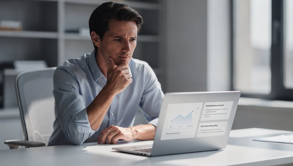 Professional reviewing and evaluating AI-generated insights before making a decision