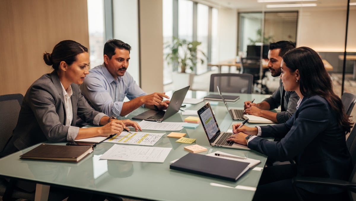 Customer success team collaborating on account planning and priorities