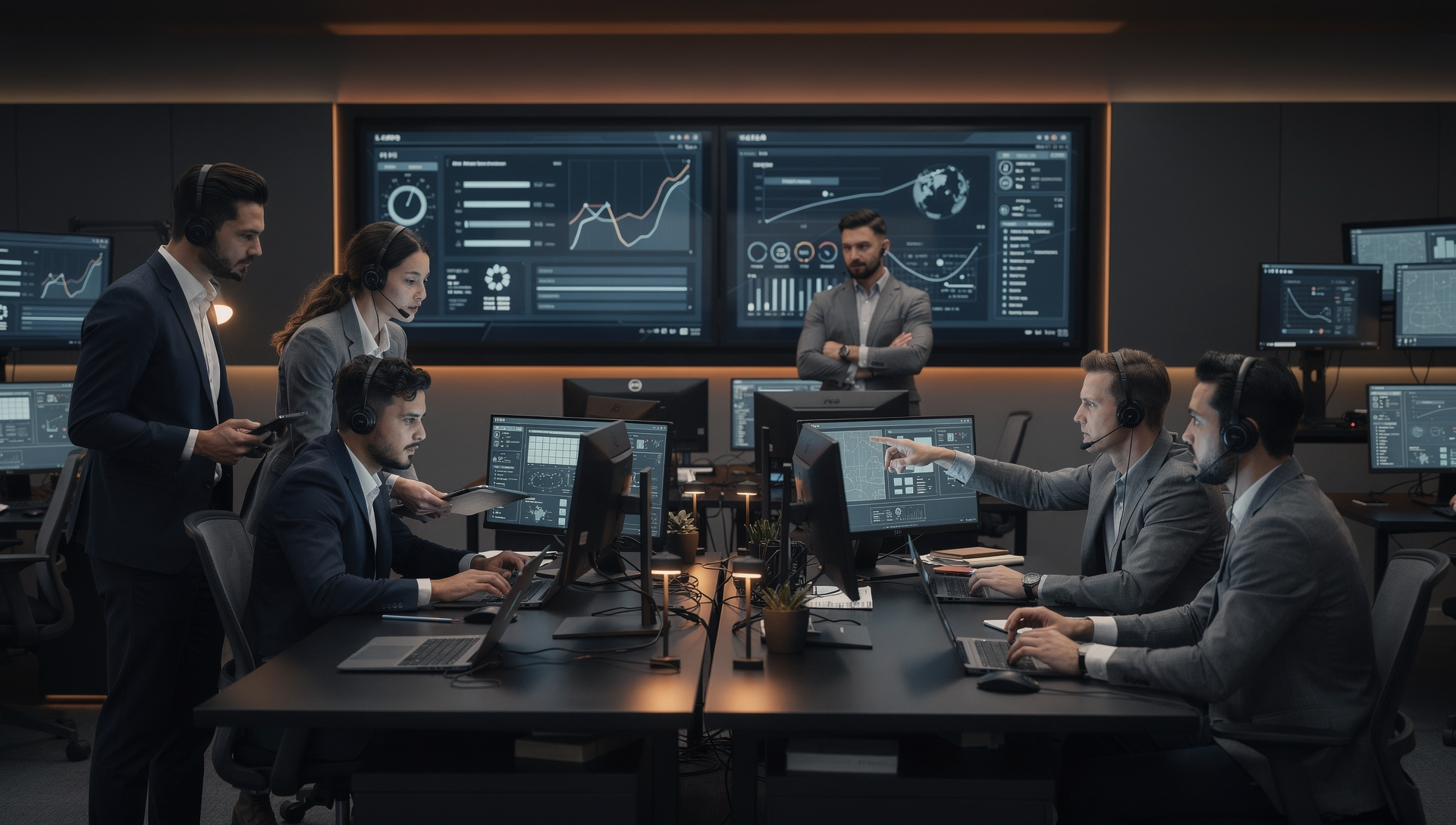 Split scene showing fragmented, unclear visuals on one side, contrasted with a team aligning and making coordinated decisions in an operations setting.